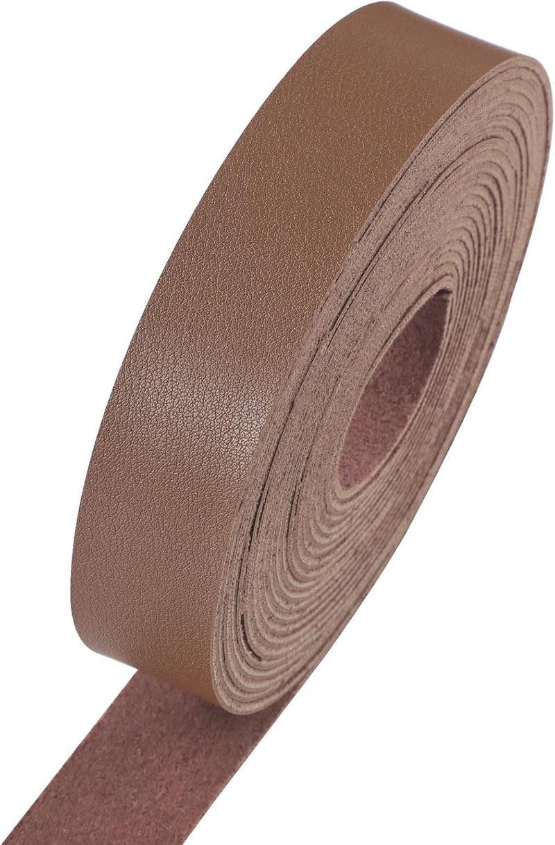 CDY Soft Faux Leather Strap: 1 Inch Wide 200 Inches Long Leather Strip 2mm for DIY Craft Projects Thick Very Suitable for Traction Ropes Bag Straps (Light Brown) - Image 2